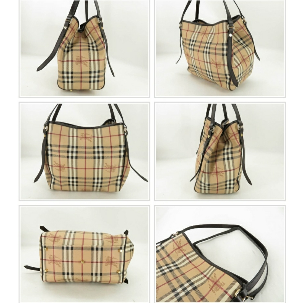 AUTH BURBERRY HAYMARKET CHECK CANTERBURY TOTE BAG - Picture 13 of 16